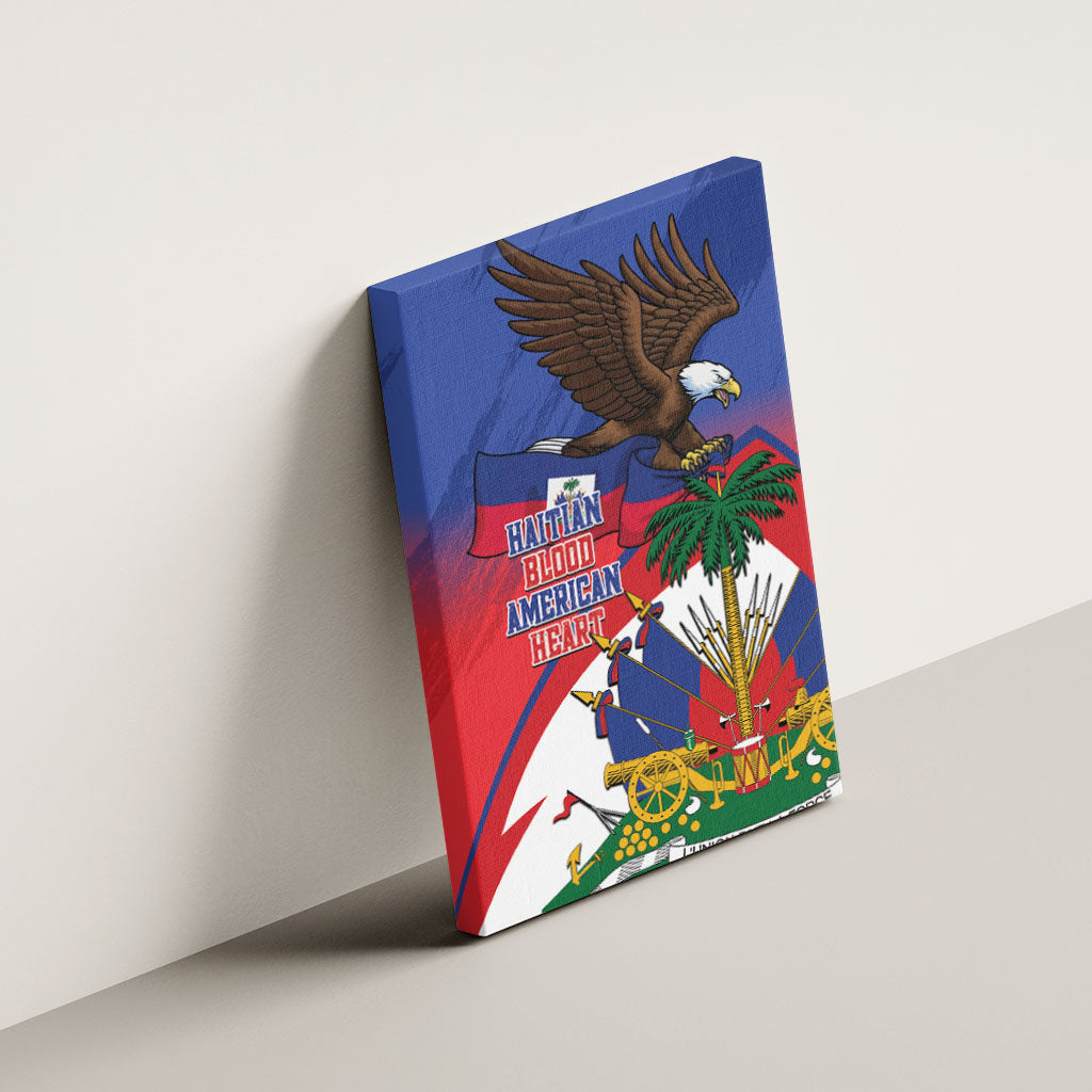 Haiti Flag Day Canvas Wall Art Haitian Blood American Heart Eagle With Flag