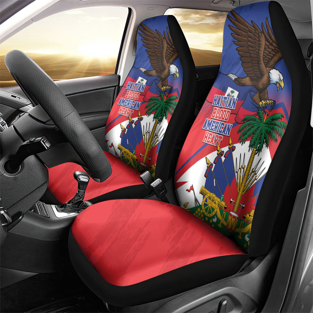 Haiti Flag Day Car Seat Cover Haitian Blood American Heart Eagle With Flag