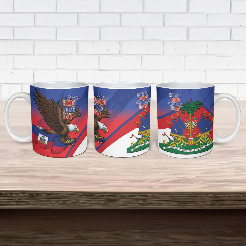 Haiti Flag Day Ceramic Mug Haitian Blood American Heart Eagle With Flag