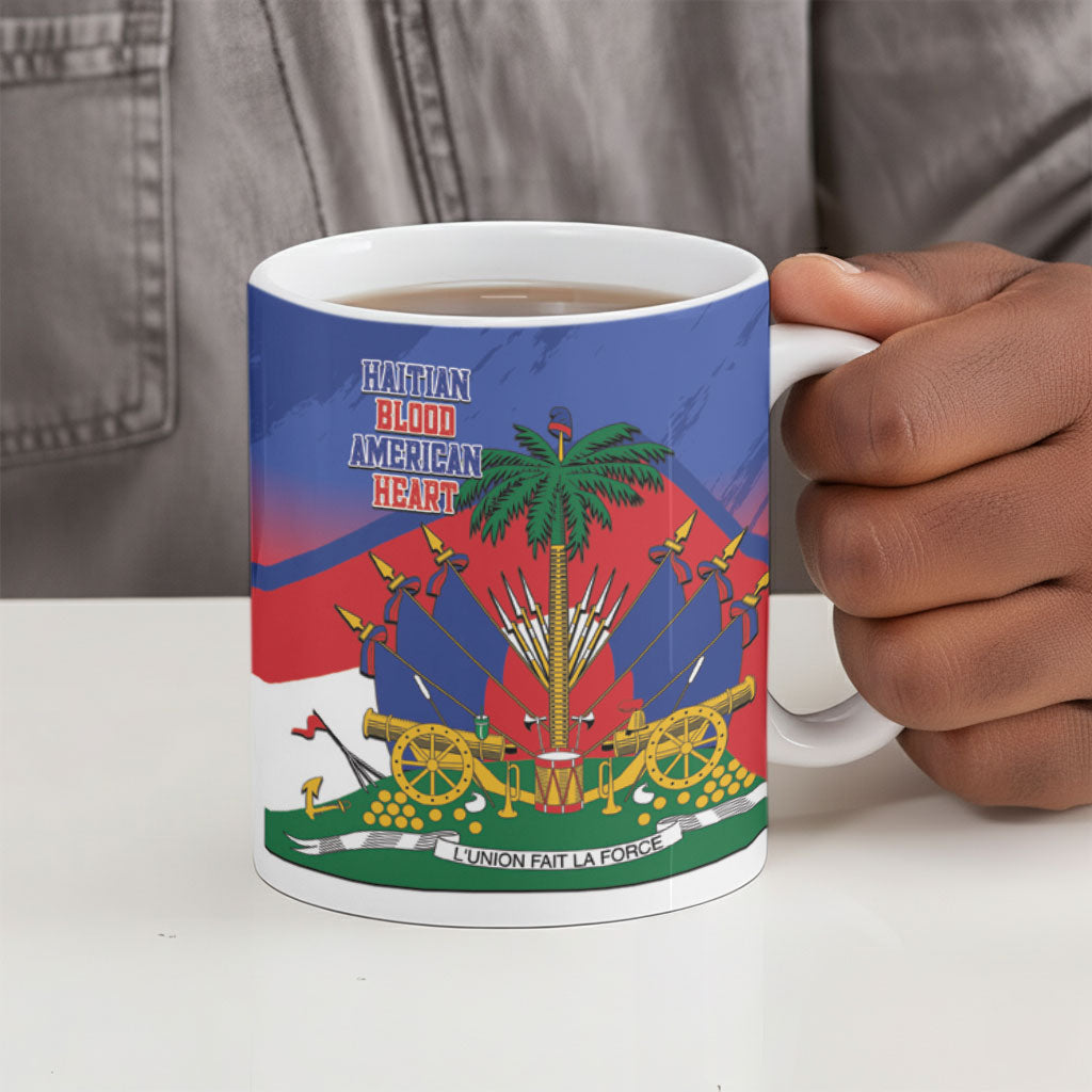 Haiti Flag Day Ceramic Mug Haitian Blood American Heart Eagle With Flag