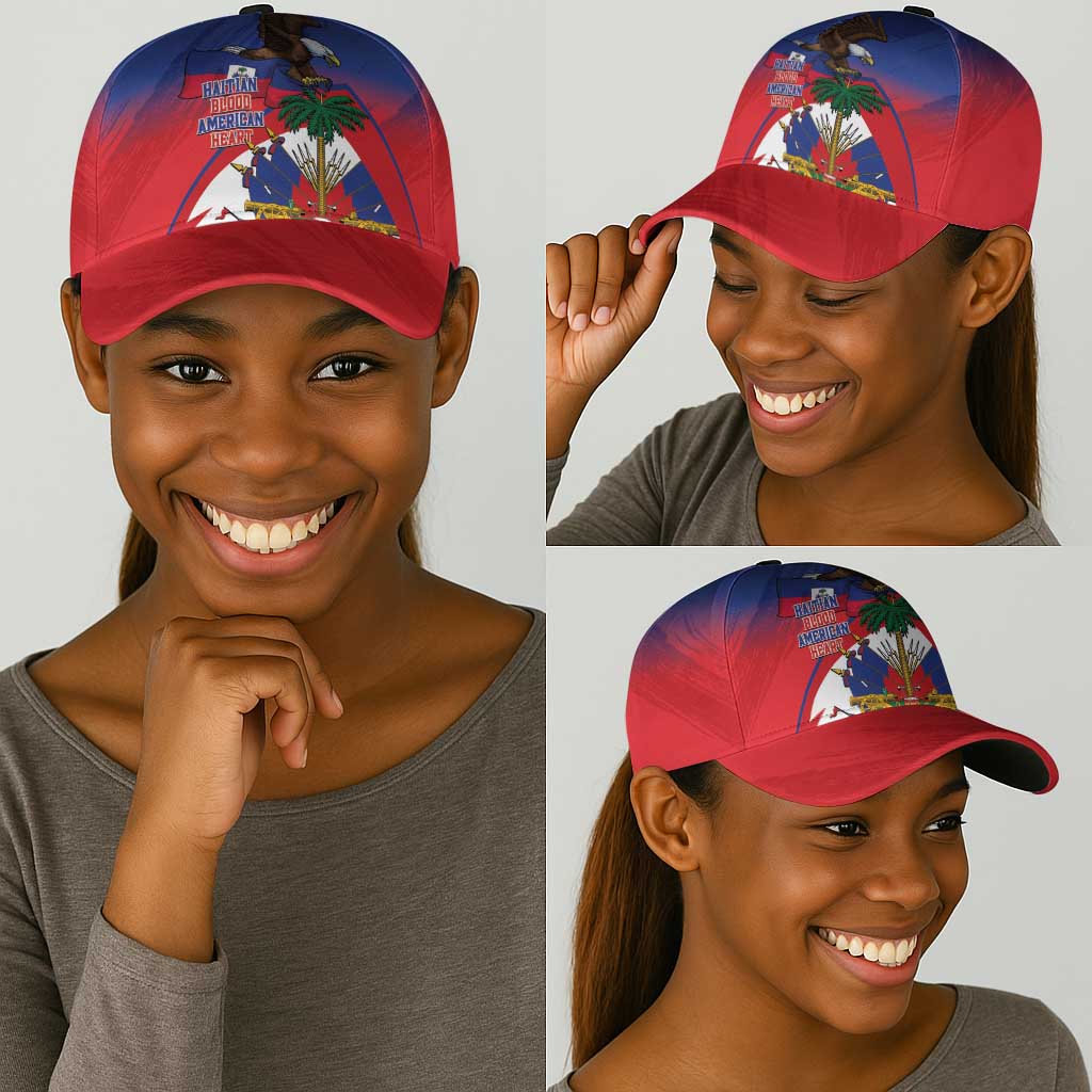 Haiti Flag Day Classic Cap Haitian Blood American Heart Eagle With Flag