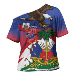 Haiti Flag Day Cross Shoulder Shirt Haitian Blood American Heart Eagle With Flag