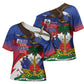 Haiti Flag Day Cross Shoulder Shirt Haitian Blood American Heart Eagle With Flag