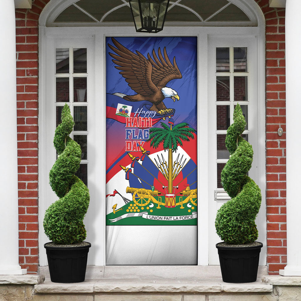 Haiti Flag Day Door Cover Haitian Blood American Heart Eagle With Flag