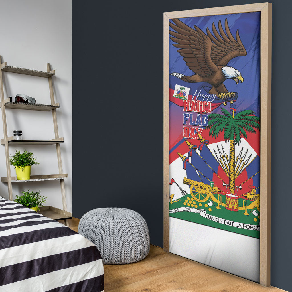Haiti Flag Day Door Cover Haitian Blood American Heart Eagle With Flag