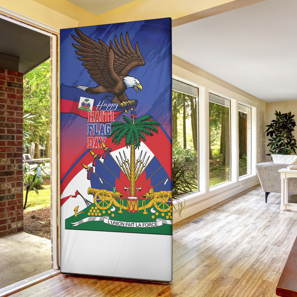 Haiti Flag Day Door Cover Haitian Blood American Heart Eagle With Flag