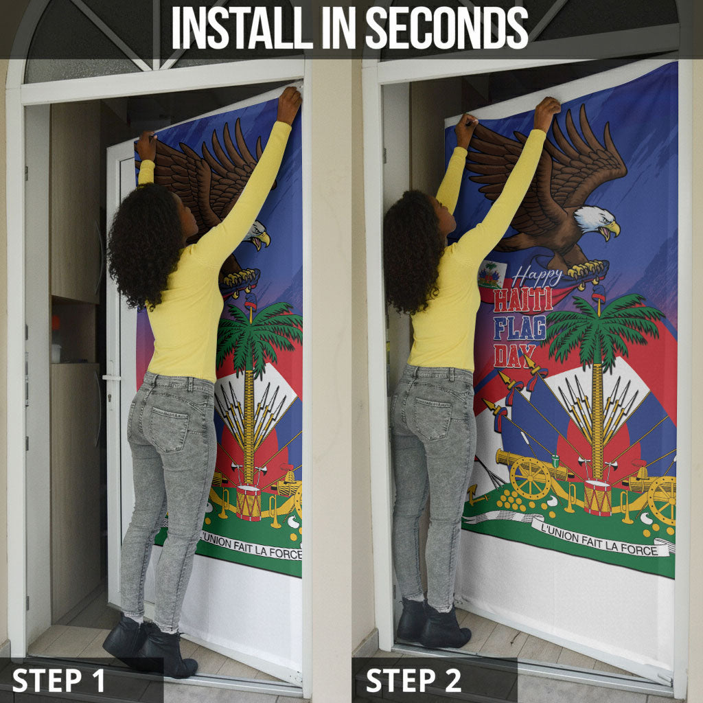 Haiti Flag Day Door Cover Haitian Blood American Heart Eagle With Flag