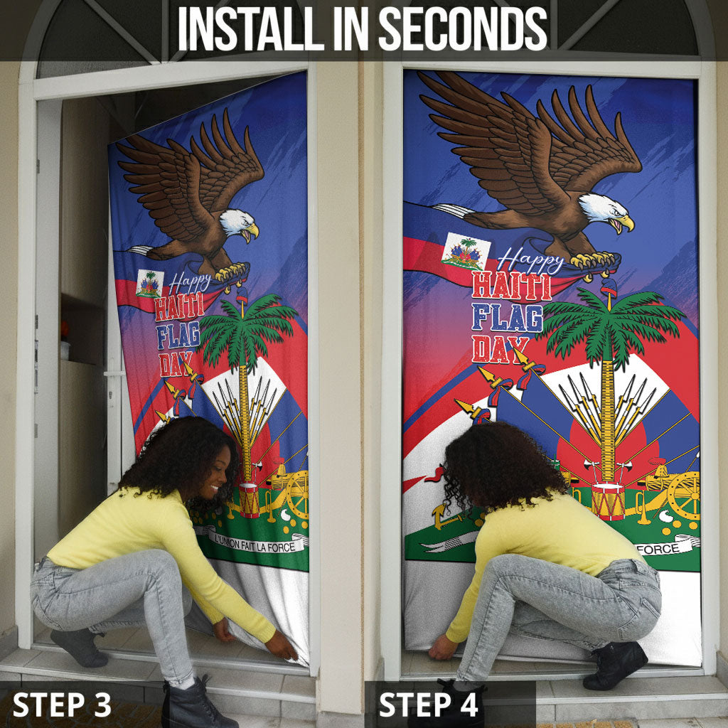 Haiti Flag Day Door Cover Haitian Blood American Heart Eagle With Flag