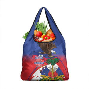 Haiti Flag Day Grocery Bag Haitian Blood American Heart Eagle With Flag