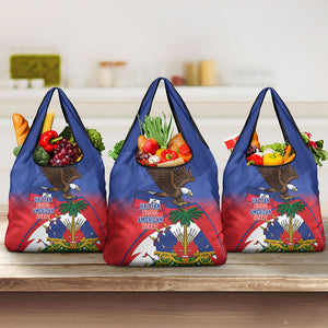 Haiti Flag Day Grocery Bag Haitian Blood American Heart Eagle With Flag