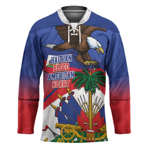 Haiti Flag Day Hockey Jersey Haitian Blood American Heart Eagle With Flag