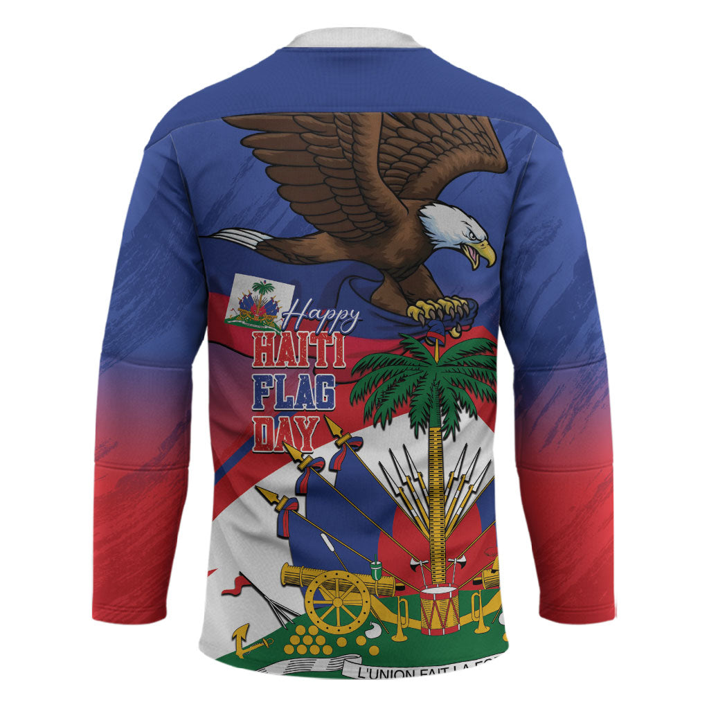 Haiti Flag Day Hockey Jersey Haitian Blood American Heart Eagle With Flag
