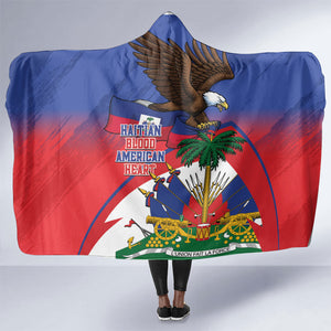 Haiti Flag Day Hooded Blanket Haitian Blood American Heart Eagle With Flag