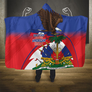 Haiti Flag Day Hooded Blanket Haitian Blood American Heart Eagle With Flag