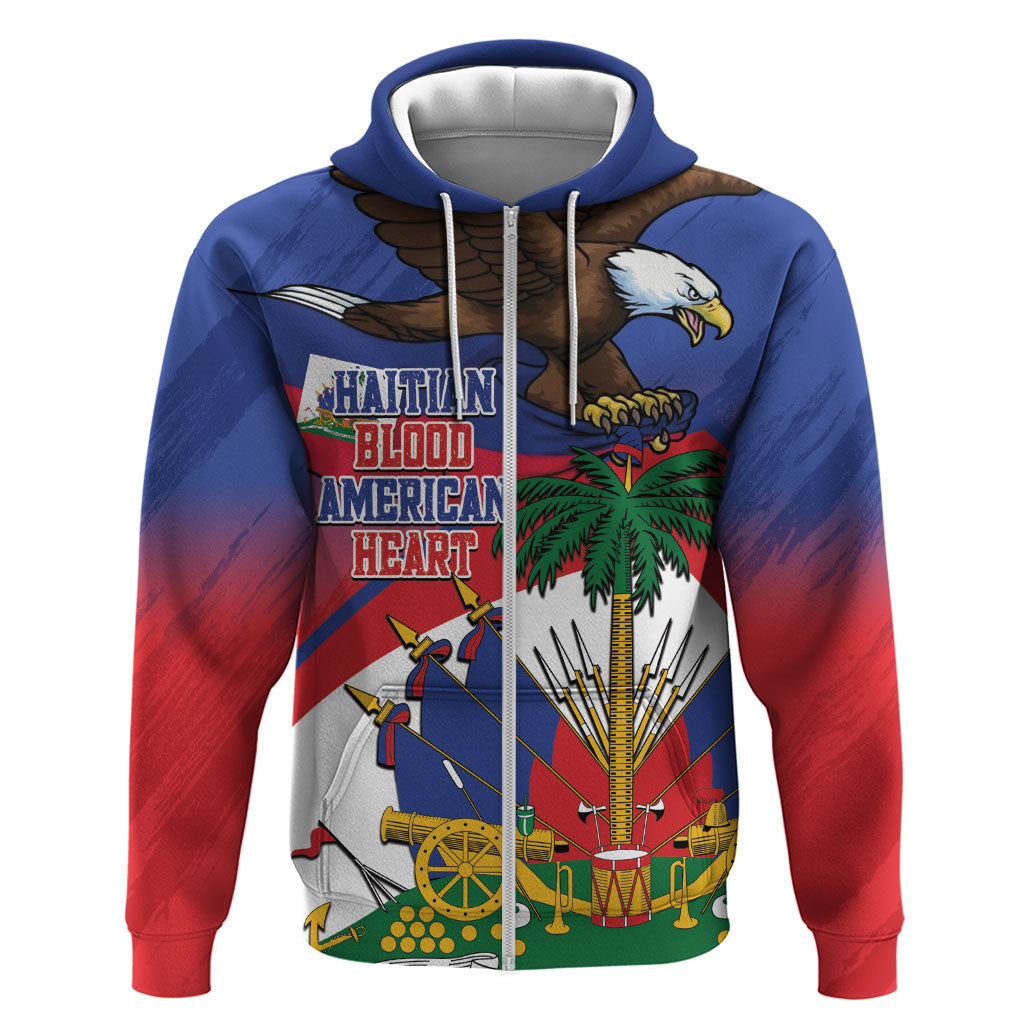 Haiti Flag Day Hoodie Haitian Blood American Heart Eagle With Flag