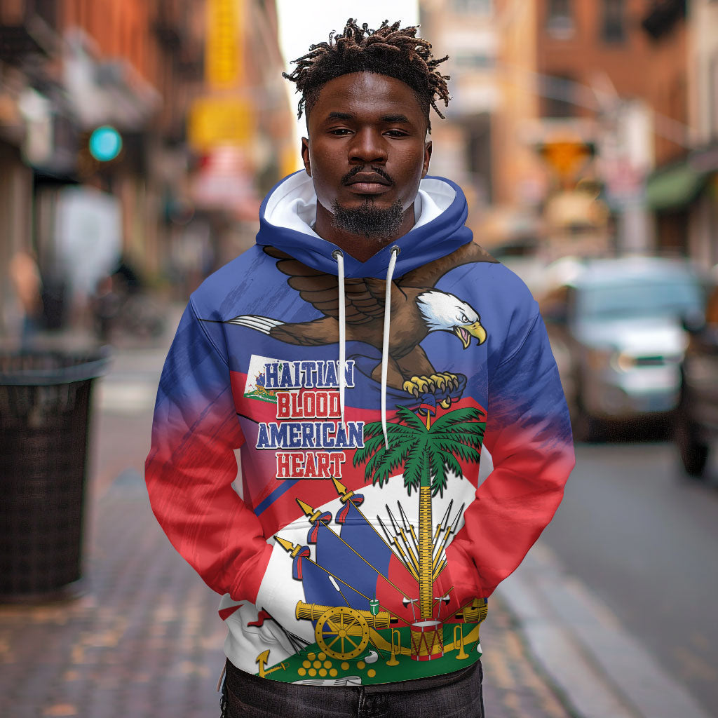 Haiti Flag Day Hoodie Haitian Blood American Heart Eagle With Flag