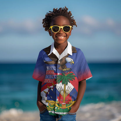 Haiti Flag Day Kid Hawaiian Shirt Haitian Blood American Heart Eagle With Flag