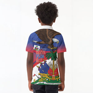 Haiti Flag Day Kid Polo Shirt Haitian Blood American Heart Eagle With Flag