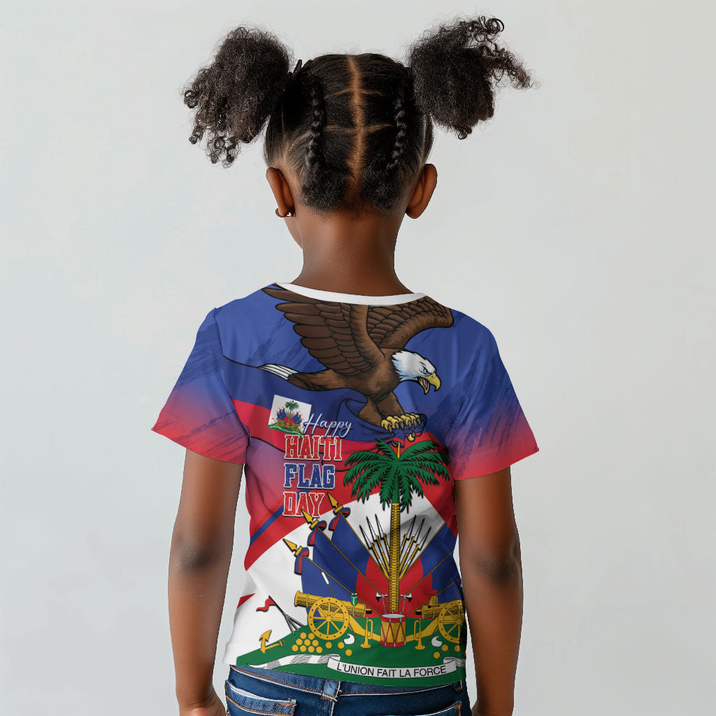 Haiti Flag Day Kid T shirt Haitian Blood American Heart Eagle With Flag