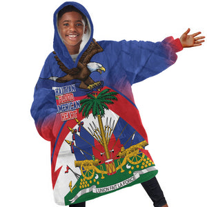 Haiti Flag Day Kid Wearable Blanket Hoodie Haitian Blood American Heart Eagle With Flag