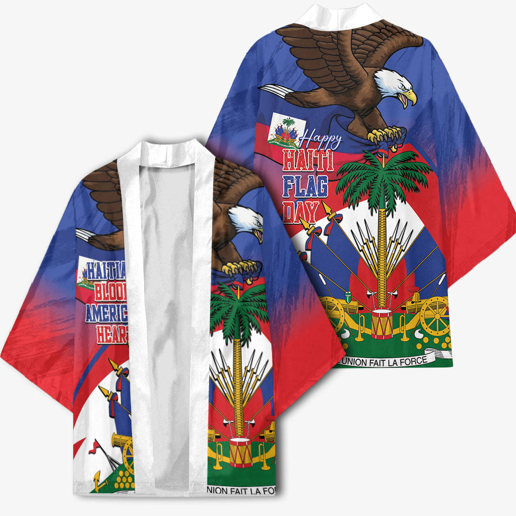 Haiti Flag Day Kimono Haitian Blood American Heart Eagle With Flag