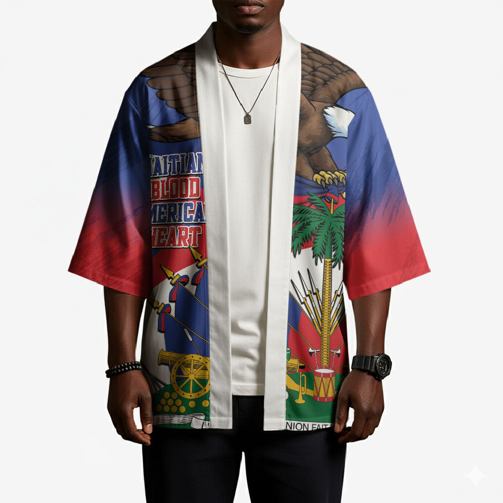 Haiti Flag Day Kimono Haitian Blood American Heart Eagle With Flag