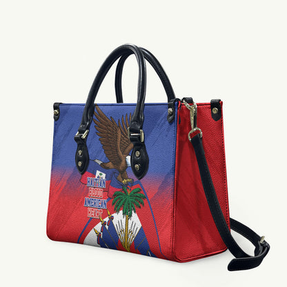 Haiti Flag Day Leather Bag Haitian Blood American Heart Eagle With Flag