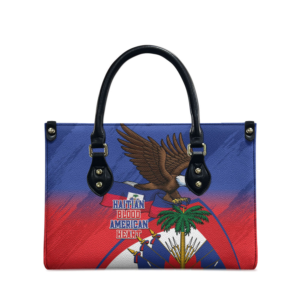 Haiti Flag Day Leather Bag Haitian Blood American Heart Eagle With Flag