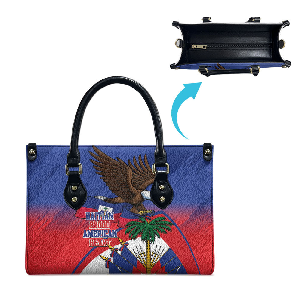 Haiti Flag Day Leather Bag Haitian Blood American Heart Eagle With Flag