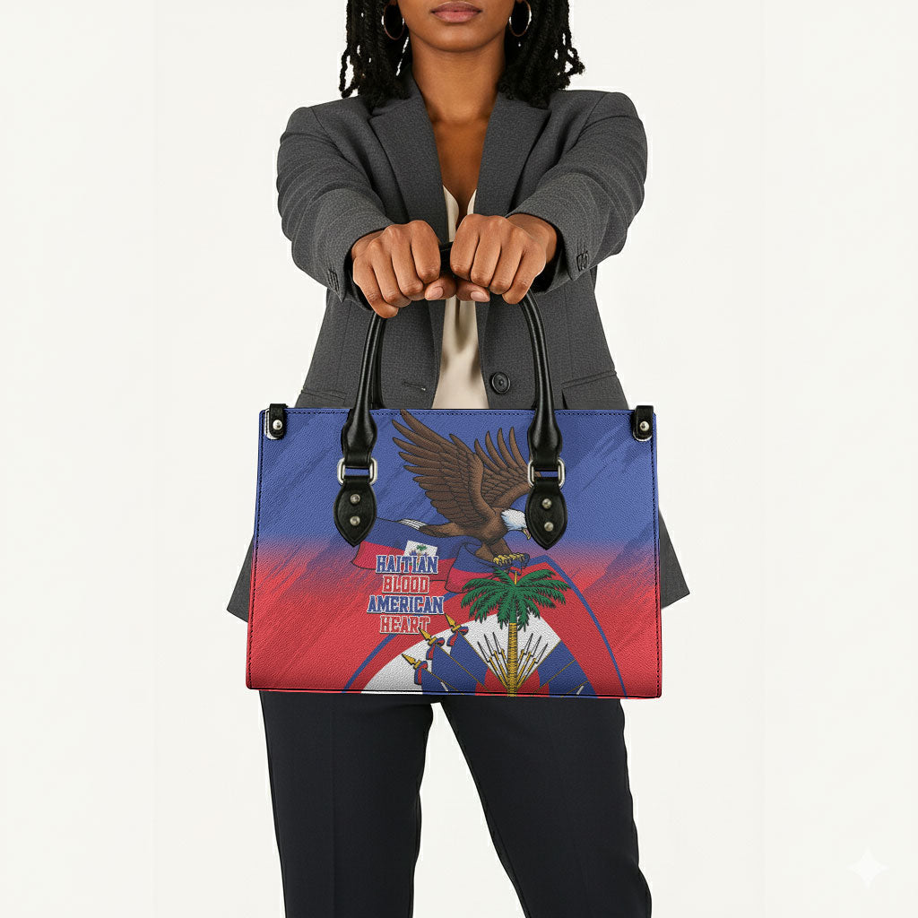 Haiti Flag Day Leather Bag Haitian Blood American Heart Eagle With Flag