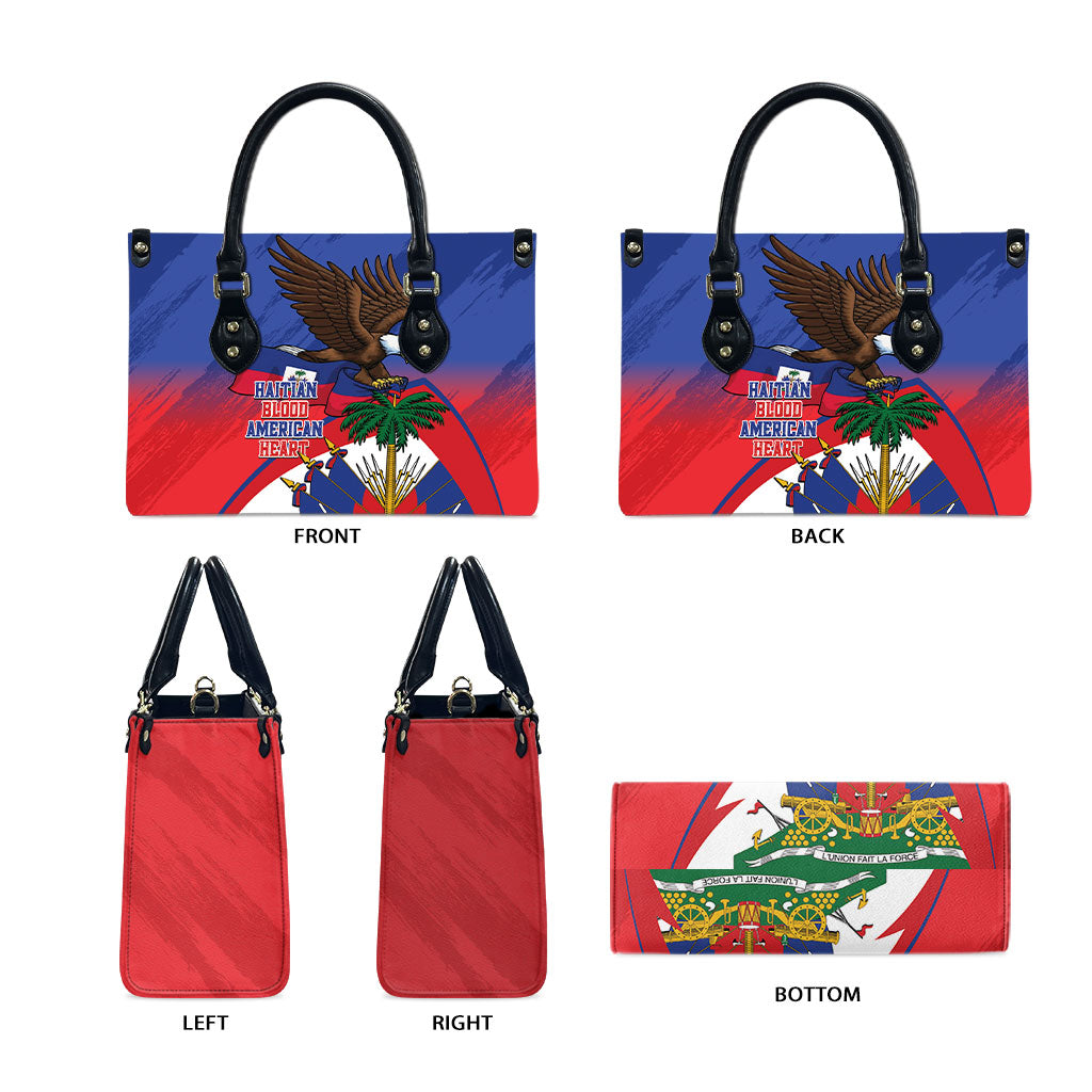 Haiti Flag Day Leather Bag Haitian Blood American Heart Eagle With Flag