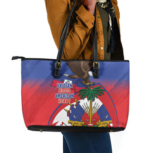 Haiti Flag Day Leather Tote Bag Haitian Blood American Heart Eagle With Flag