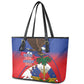 Haiti Flag Day Leather Tote Bag Haitian Blood American Heart Eagle With Flag