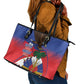 Haiti Flag Day Leather Tote Bag Haitian Blood American Heart Eagle With Flag
