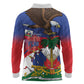 Haiti Flag Day Long Sleeve Polo Shirt Haitian Blood American Heart Eagle With Flag
