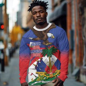 Haiti Flag Day Long Sleeve Shirt Haitian Blood American Heart Eagle With Flag