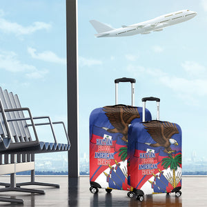 Haiti Flag Day Luggage Cover Haitian Blood American Heart Eagle With Flag