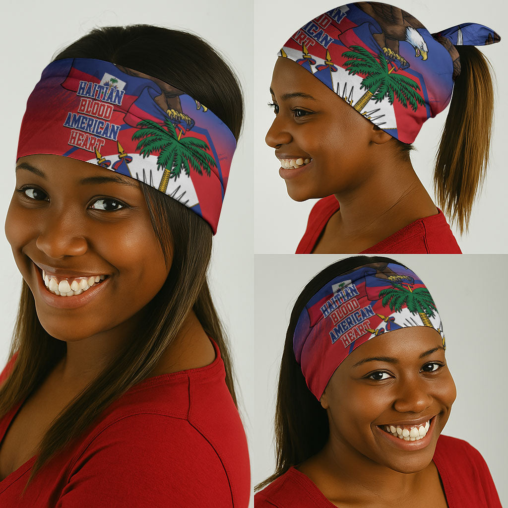 Haiti Flag Day Neck Gaiter Haitian Blood American Heart Eagle With Flag