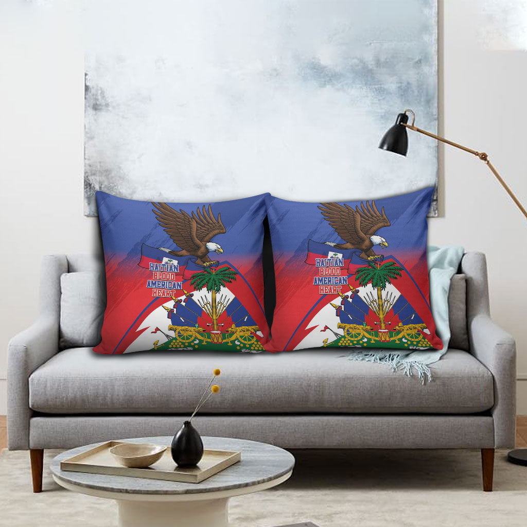 Haiti Flag Day Pillow Cover Haitian Blood American Heart Eagle With Flag