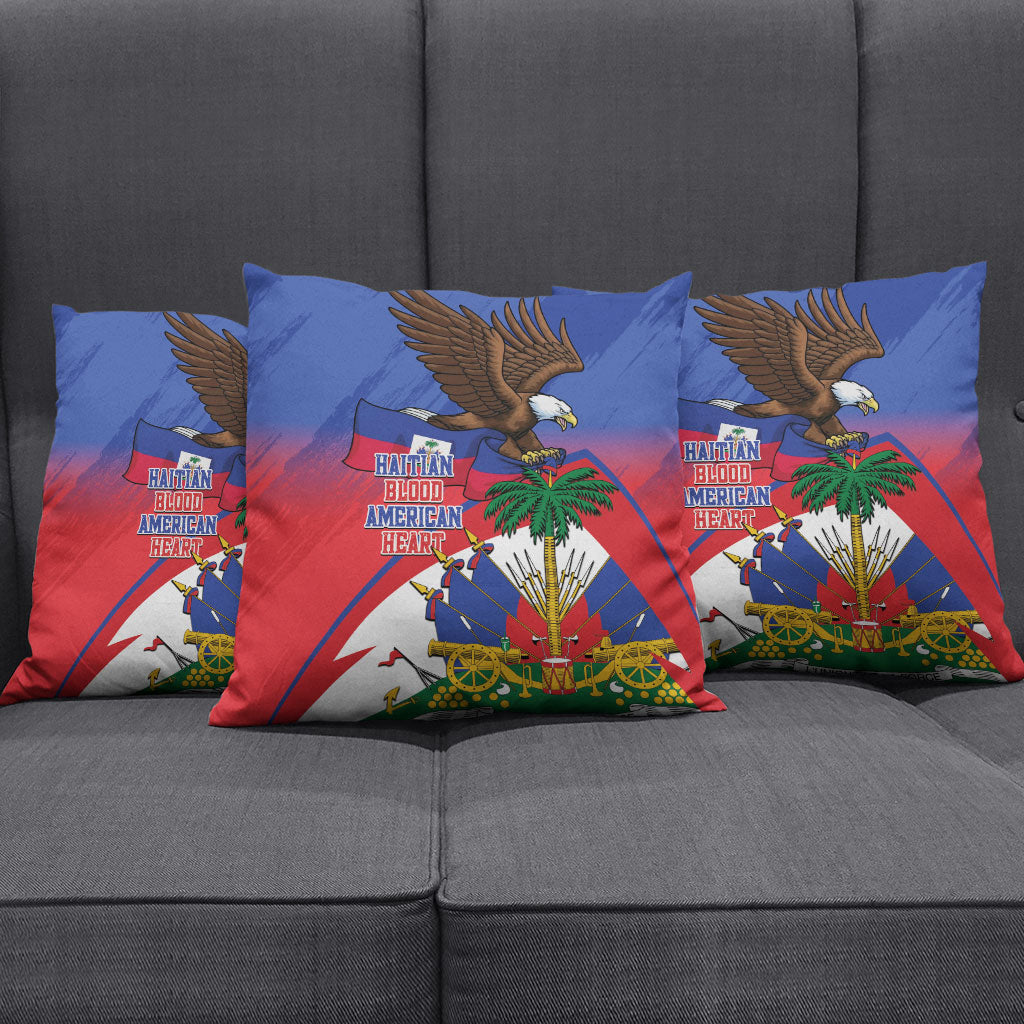 Haiti Flag Day Pillow Cover Haitian Blood American Heart Eagle With Flag