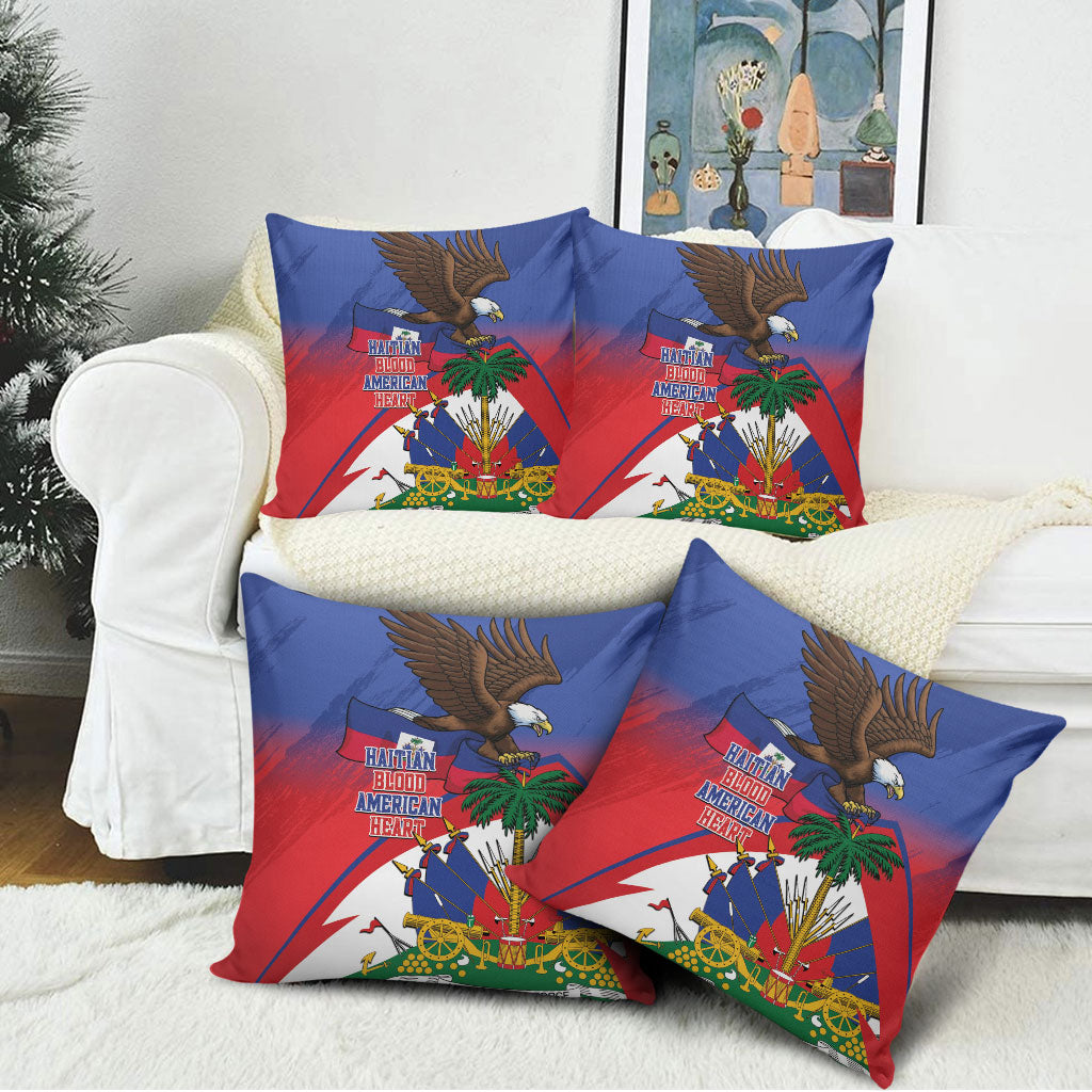 Haiti Flag Day Pillow Cover Haitian Blood American Heart Eagle With Flag