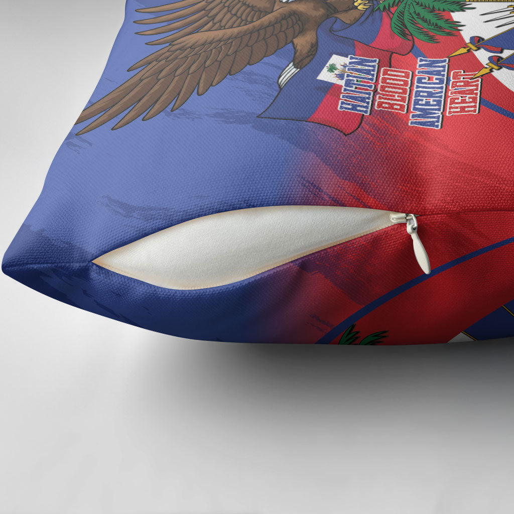 Haiti Flag Day Pillow Cover Haitian Blood American Heart Eagle With Flag