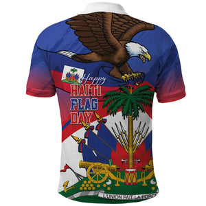 Haiti Flag Day Polo Shirt Haitian Blood American Heart Eagle With Flag