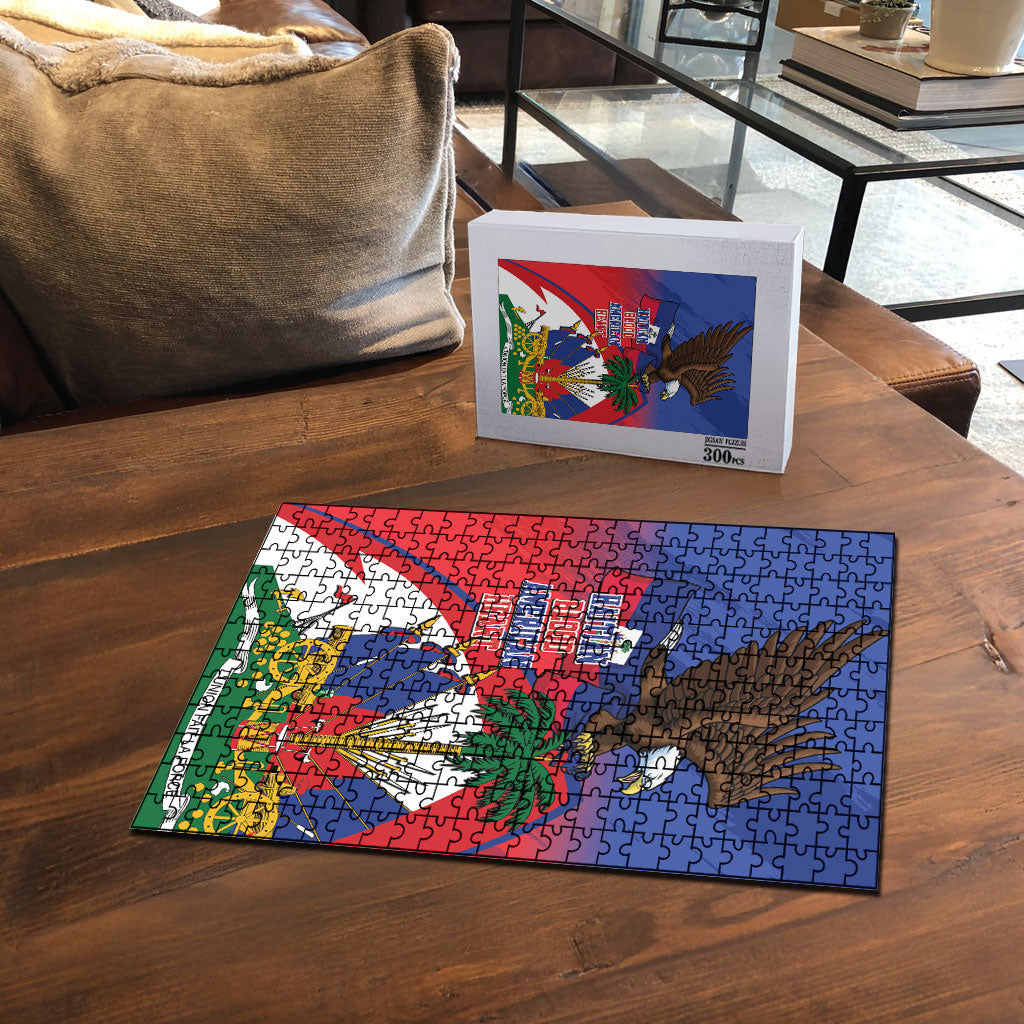 Haiti Flag Day Puzzle Haitian Blood American Heart Eagle With Flag