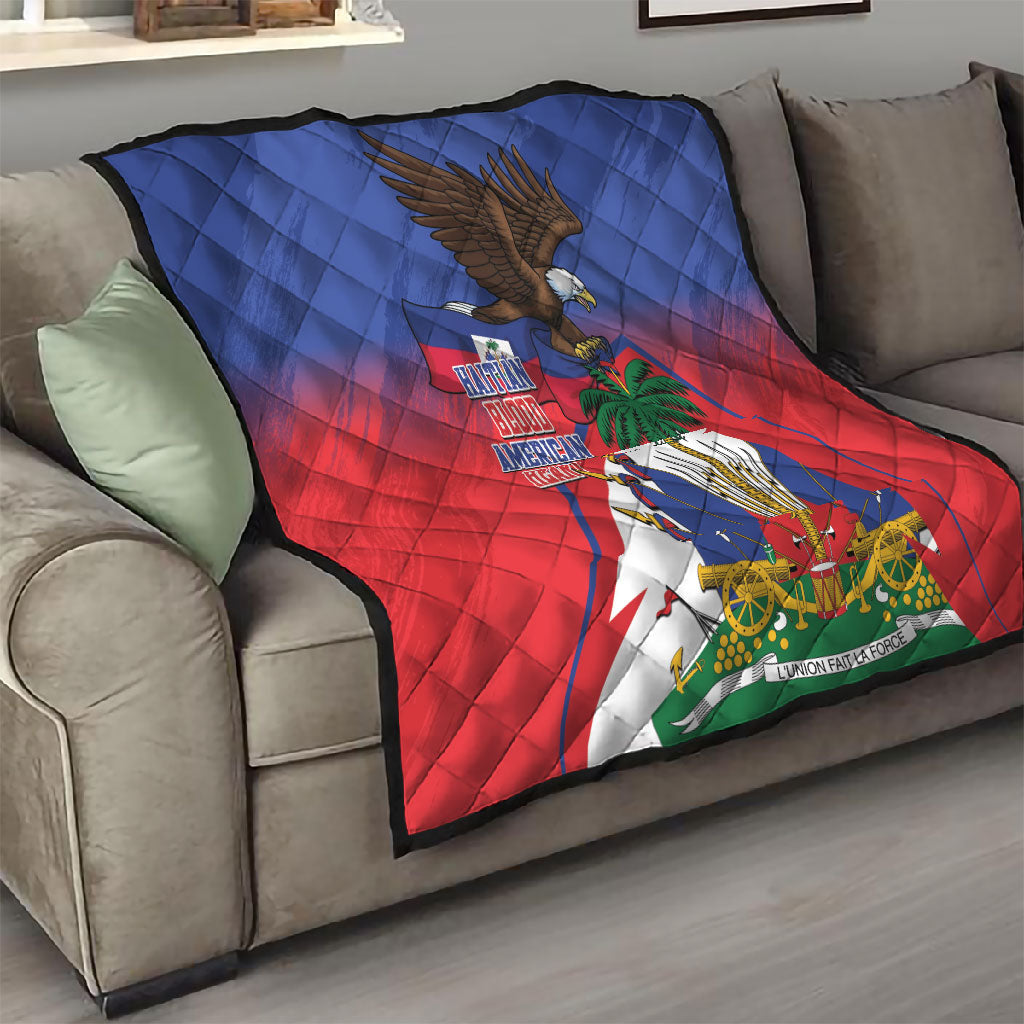 Haiti Flag Day Quilt Haitian Blood American Heart Eagle With Flag