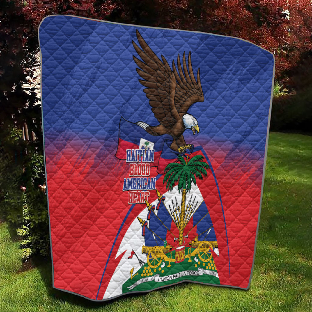Haiti Flag Day Quilt Haitian Blood American Heart Eagle With Flag
