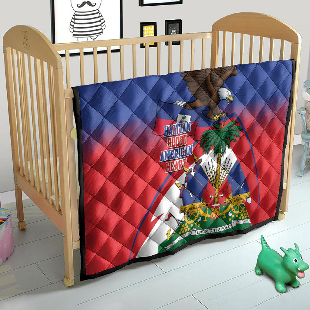 Haiti Flag Day Quilt Haitian Blood American Heart Eagle With Flag