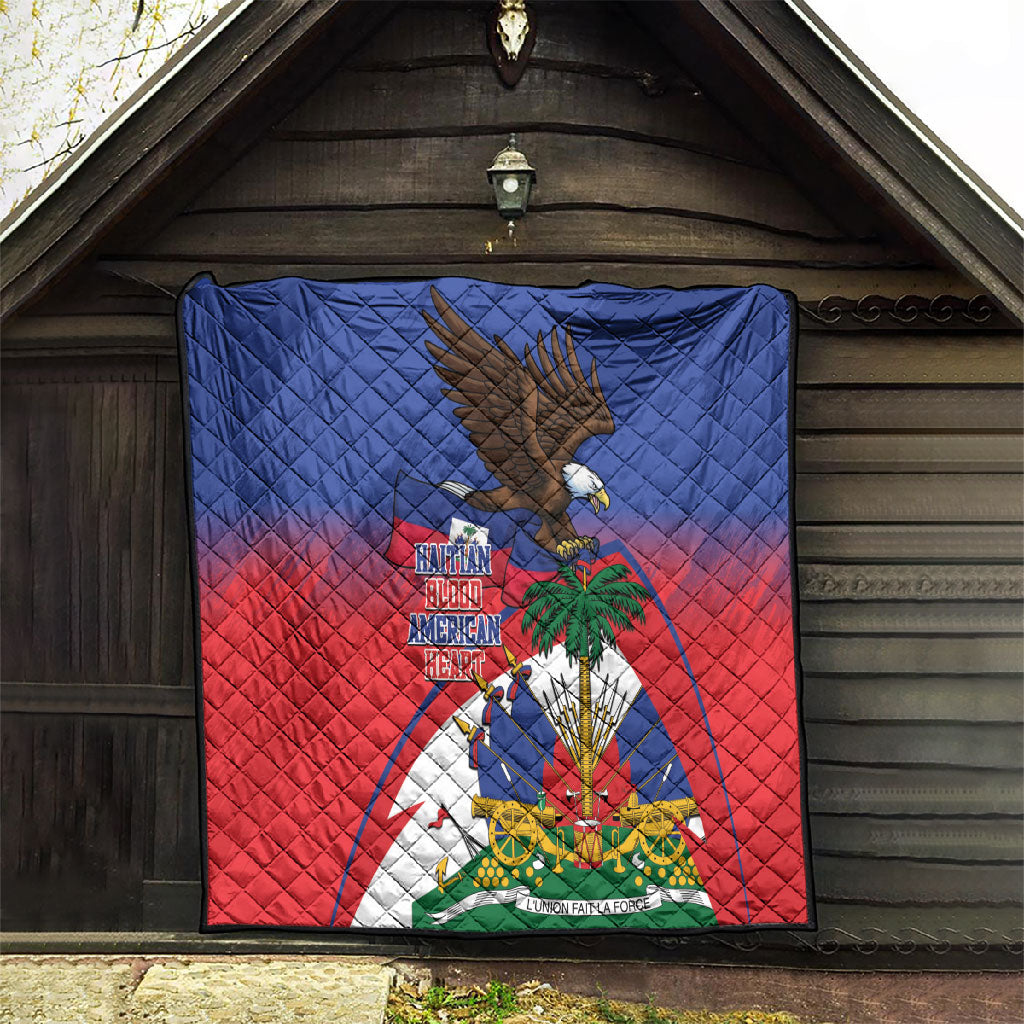 Haiti Flag Day Quilt Haitian Blood American Heart Eagle With Flag