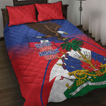 Haiti Flag Day Quilt Bed Set Haitian Blood American Heart Eagle With Flag