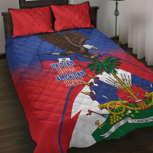 Haiti Flag Day Quilt Bed Set Haitian Blood American Heart Eagle With Flag